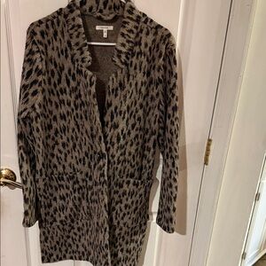 Maurices Black and Tan Animal Print Teddy Jacket